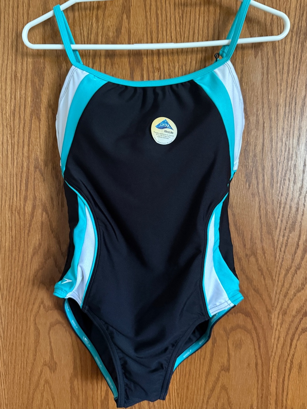 Speedo One Piece Swimsuit Black White Aqua Women's Size 8 / 34 Lycra XtraLife